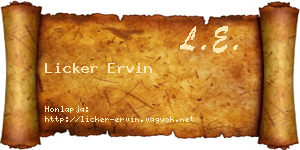 Licker Ervin névjegykártya